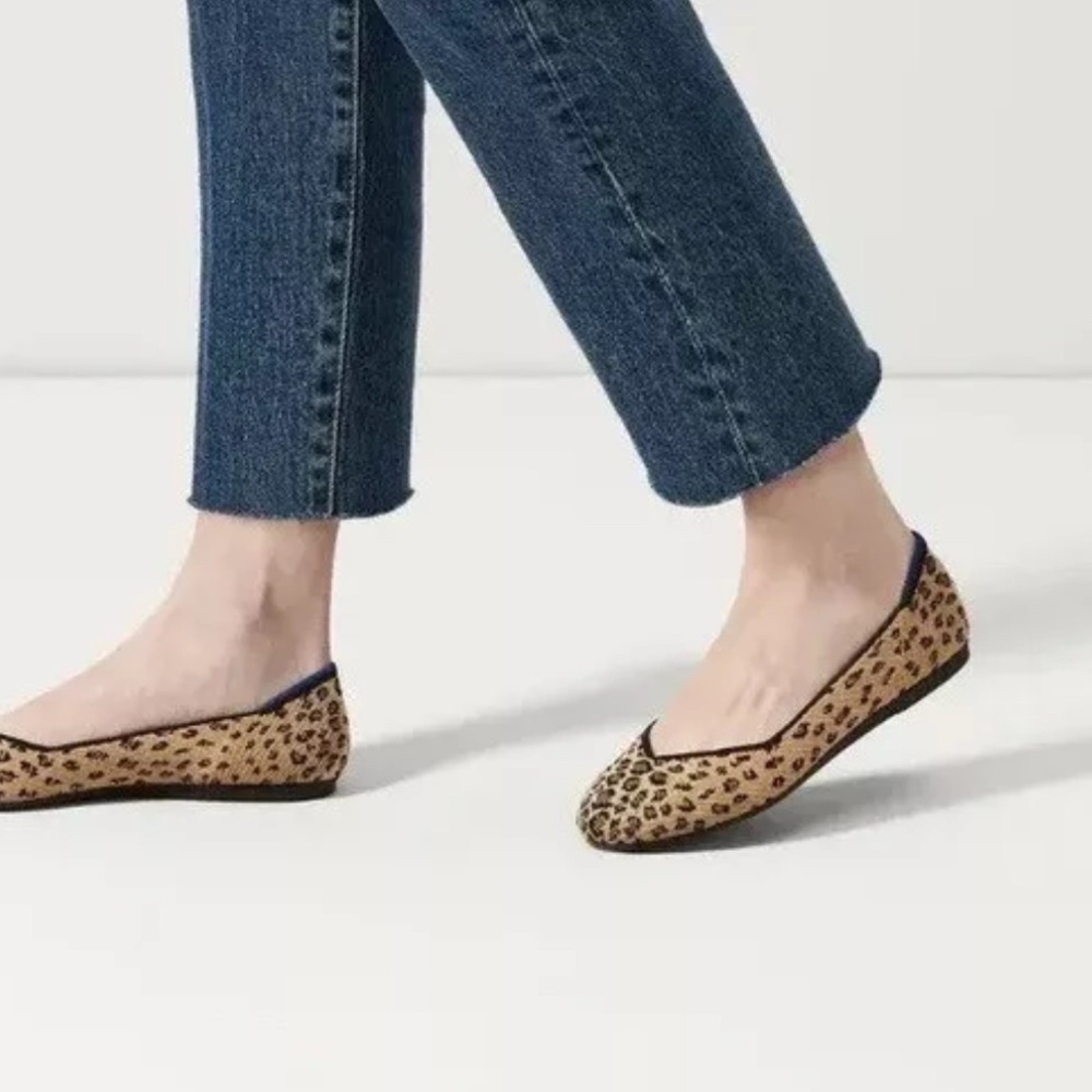 Rothy’s The Flat Round Toe Shoes in Spotted Leopard Print Size 7.5 US RETIRED